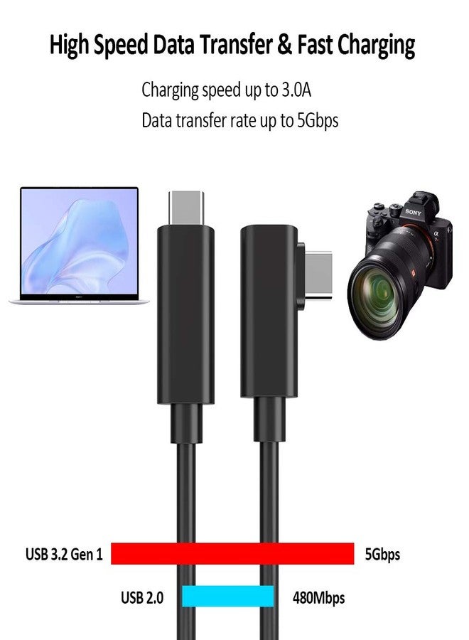 Easy Hood USB C to USB C 3.2 Gen 1 Cable, 90 Degree Type C Charging Data Transfer Cord for Sony Alpha 1 A7C A7SIII A7RIV A7III A7RIII Canon EOS R5 R6 R RP G5X Mark II G7X Mark III, 5Gbps/3A High Speed - Image 3