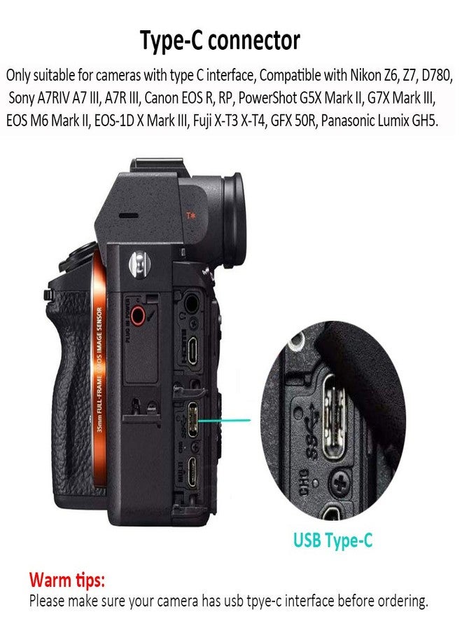 Easy Hood USB C to USB C 3.2 Gen 1 Cable, 90 Degree Type C Charging Data Transfer Cord for Sony Alpha 1 A7C A7SIII A7RIV A7III A7RIII Canon EOS R5 R6 R RP G5X Mark II G7X Mark III, 5Gbps/3A High Speed - Image 4