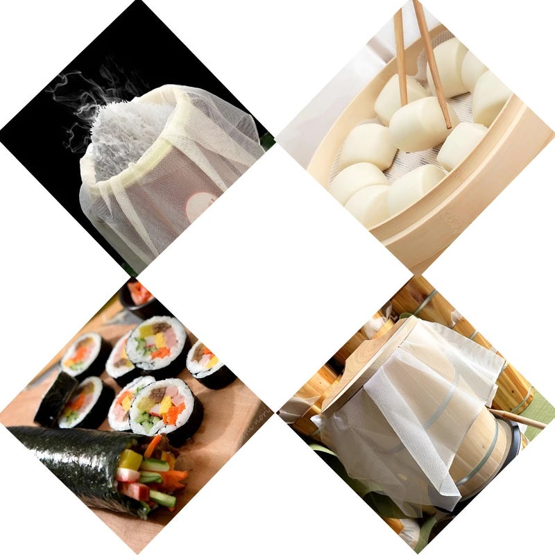 FongWare é‡‘æ­¡å–œ Sushi Rice Cooking Net Commercial Rice Net Napkin Polyester Reusable, 43" x 43", 1 pcs per case White - Image 4