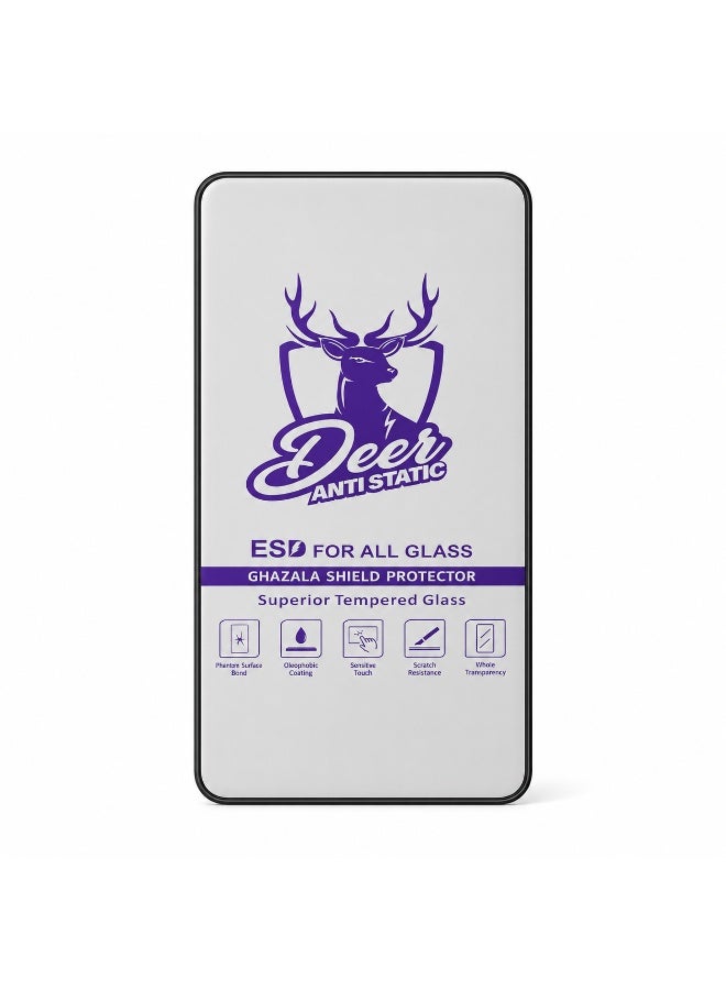Deer Al-Ghazala Anti-Static ESD Tempered Glass Screen Protector for Samsung Galaxy A52 5G - Full Glue Full Coverage Black Frame - Image 2
