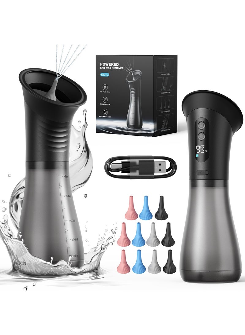ريبوتون إزالة شمع الأذن - منظف كهربائي للأذن مع شاشة LED، مجموعة تنظيف الأذن مع نظام استعادة مياه الصرف الصحي، نظام تنظيف شمع الأذن فعال وآمن، 3 أوضاع ضغط، 12 طرفًا - Image 1