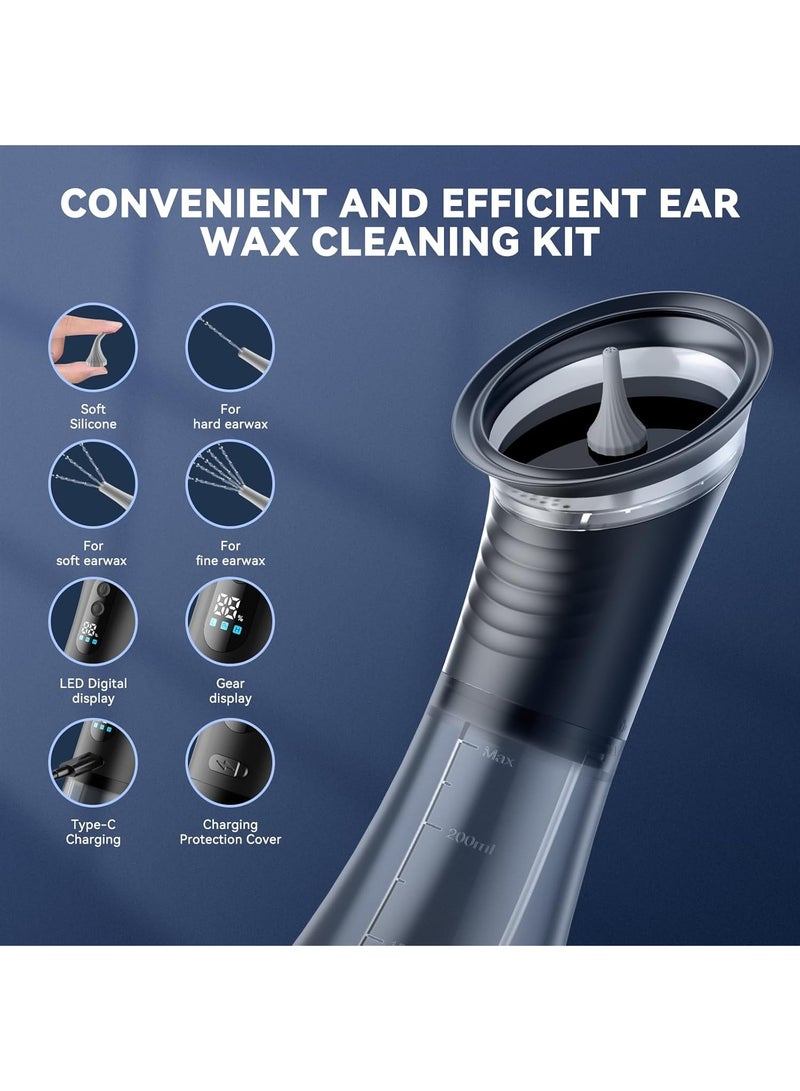 ريبوتون إزالة شمع الأذن - منظف كهربائي للأذن مع شاشة LED، مجموعة تنظيف الأذن مع نظام استعادة مياه الصرف الصحي، نظام تنظيف شمع الأذن فعال وآمن، 3 أوضاع ضغط، 12 طرفًا - Image 3