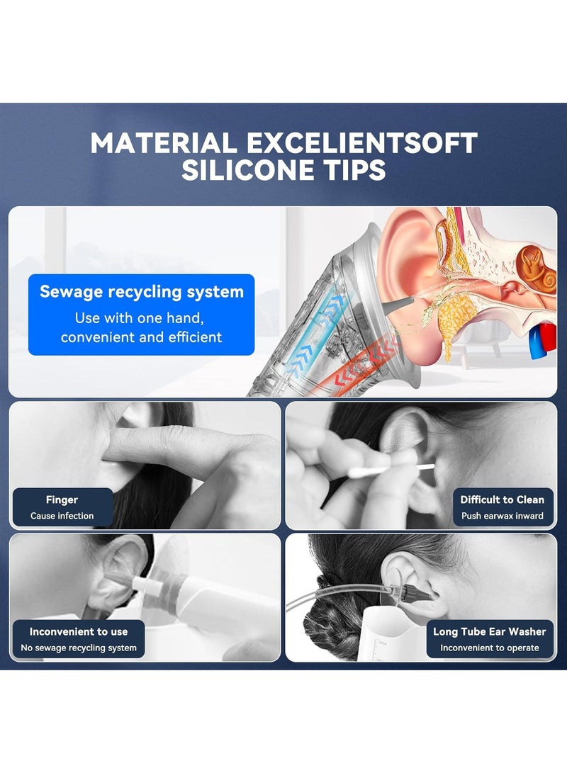 ريبوتون إزالة شمع الأذن - منظف كهربائي للأذن مع شاشة LED، مجموعة تنظيف الأذن مع نظام استعادة مياه الصرف الصحي، نظام تنظيف شمع الأذن فعال وآمن، 3 أوضاع ضغط، 12 طرفًا - Image 5