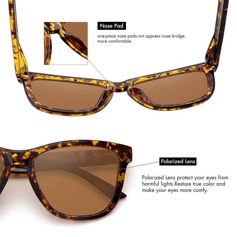 MEETSUN Polarized Sunglasses for Women Men Classic Retro Designer Style (Tortoise Shell, 54) - Image 5
