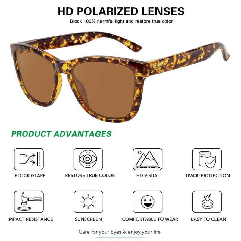 MEETSUN Polarized Sunglasses for Women Men Classic Retro Designer Style (Tortoise Shell, 54) - Image 3
