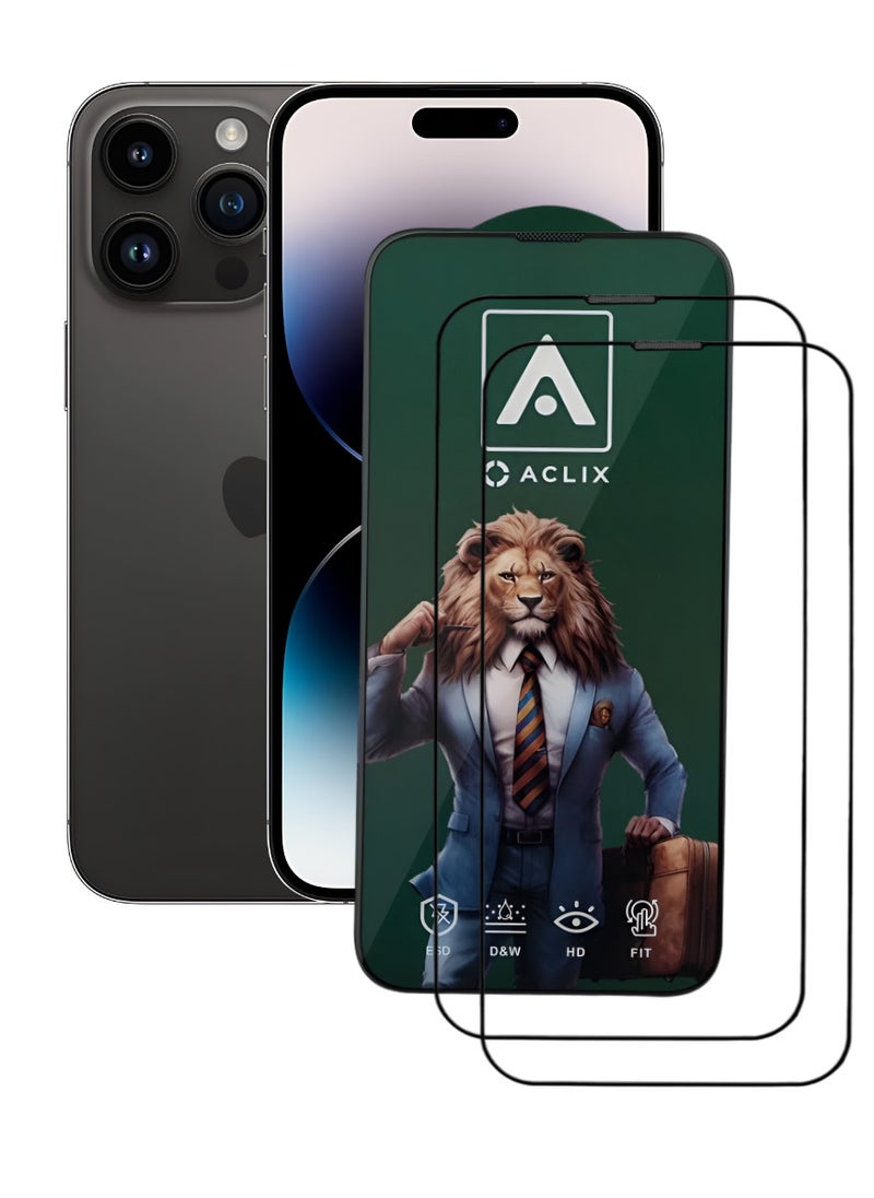 ACLIX 2 Pieces Antistatic ESD Dustproof Premium Quality High Definition Tempered Glass Screen Protector Designed For  iPhone 14 Pro Max - Image 1