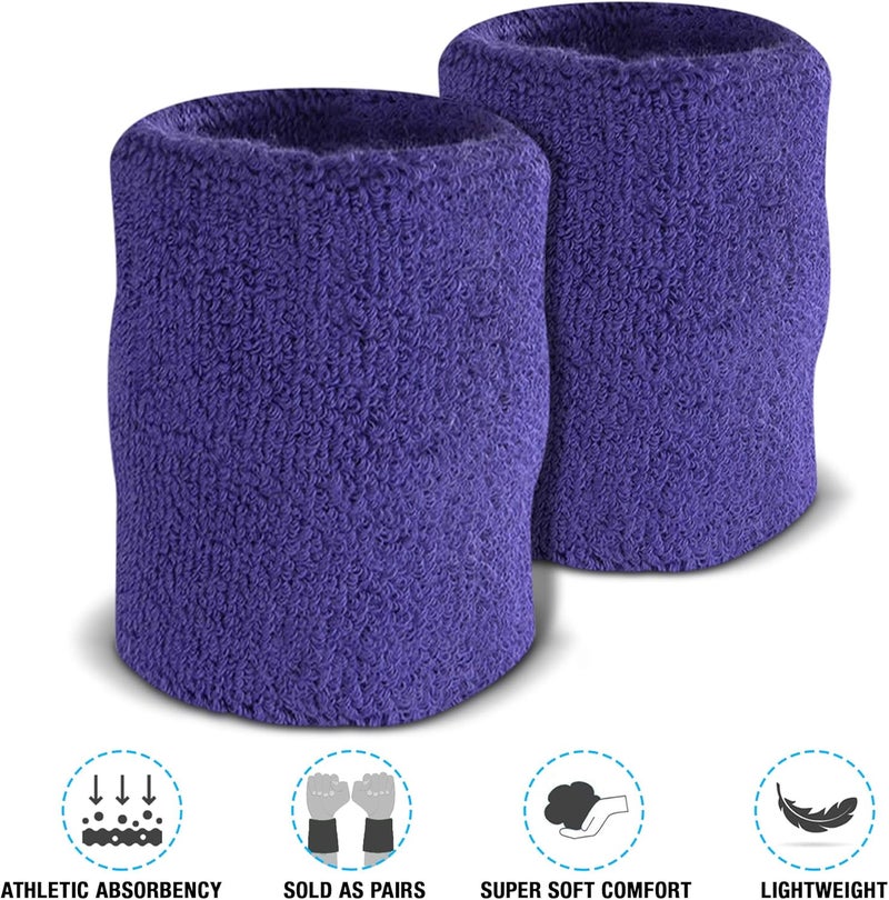Suddora Arm Sweatbands, Absorbent and Breathable Thick Cotton Bands for Working Out, Gymnastics, Basketball, Tennis, and Football, Multiuse 4-inch Wristbands for Costumes and Cosplay - Image 3