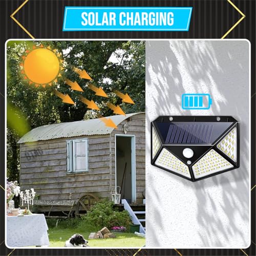 Btag Solar Motion Sensor Sun-Powered LED Wall Light | 1W Wireless Waterproof LED Outdoor Lamp with 120 Degrees Angle Lighting | Wall-Mounted Security Light for Garden, Garage, Pathway,Yard (Pack of 3) - Image 5