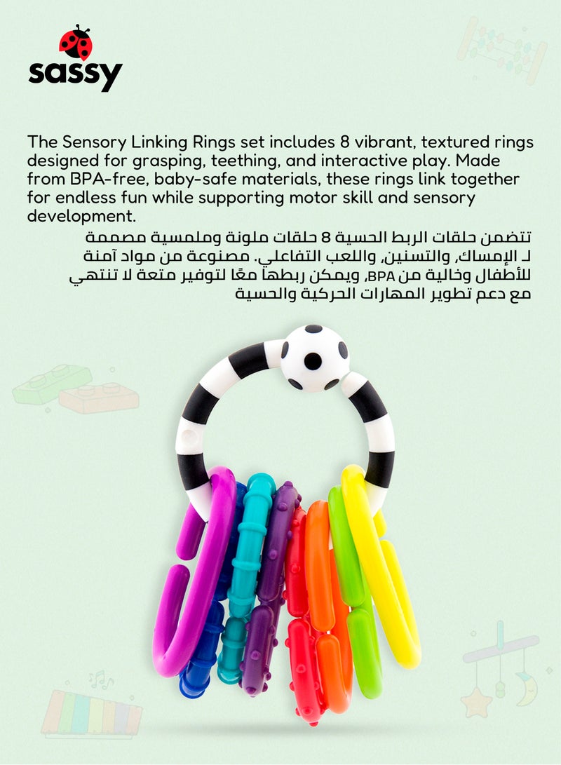 Sassy 9-Piece Sensory Baby Links - Colorful, BPA-Free, Safe for Teething, Textured for Developmental Play  - Image 5