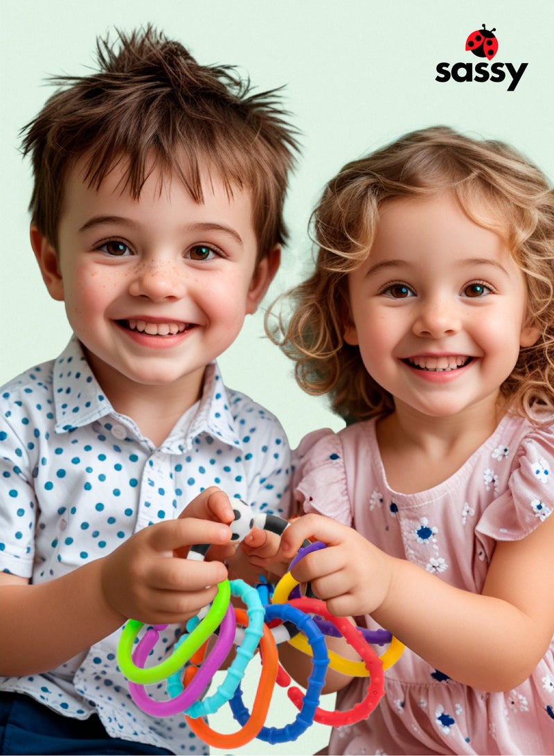 Sassy 9-Piece Sensory Baby Links - Colorful, BPA-Free, Safe for Teething, Textured for Developmental Play  - Image 2