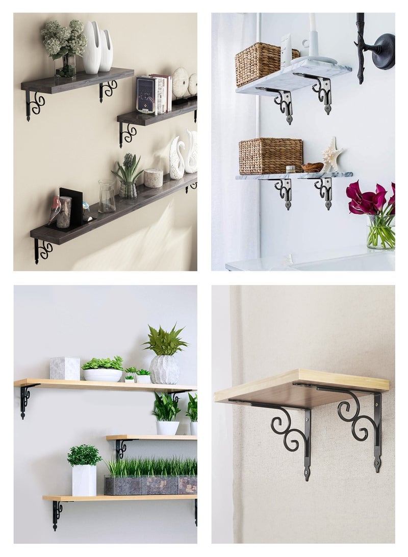 LAWAZIM Shelf Bracket Black - 4 Piece, Medium with 44-Piece Drywall Screws & Plastic Anchor Kit - L Shelf Support Angle Brackets with Sturdy Metal Construction for Strong & Stable Shelving - Ideal for Home, Kitchen, Garage, Office, and Closet Storage.  - Image 5