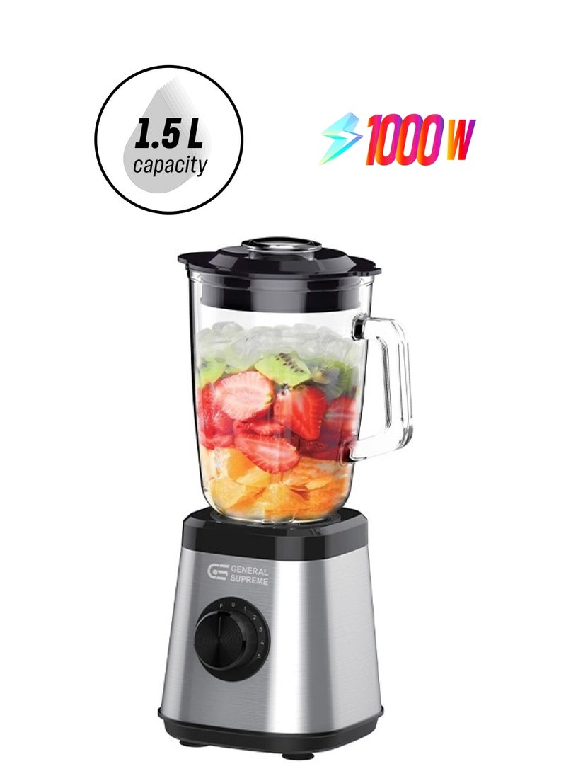 GENERAL SUPREME - General Supreme Blender, 1.5 Liter, Glass Jar, 1000 Watt, Steel - Image 1