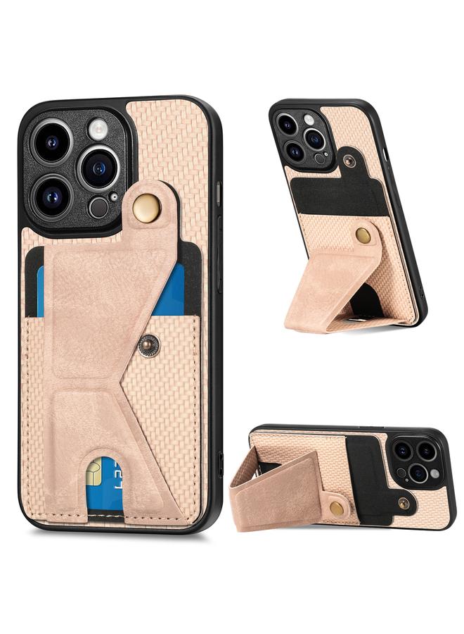 اس-توب جراب لهاتف iPhone 13 Pro Max مصنوع من ألياف الكربون ومحفظة قابلة للطي وحامل على شكل حرف K - Image 1