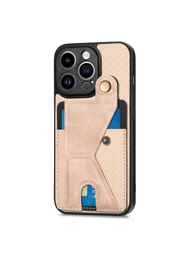 اس-توب جراب لهاتف iPhone 13 Pro Max مصنوع من ألياف الكربون ومحفظة قابلة للطي وحامل على شكل حرف K - Image 2