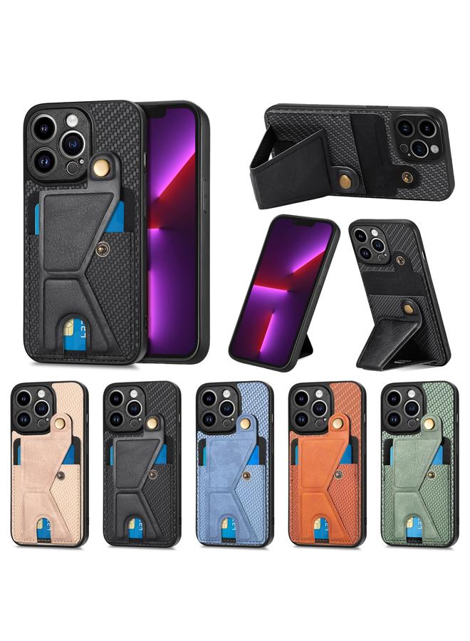 اس-توب جراب لهاتف iPhone 13 Pro Max مصنوع من ألياف الكربون ومحفظة قابلة للطي وحامل على شكل حرف K - Image 5