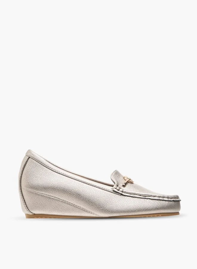 Le Confort Women Metal Accent Slip-On Loafers with Wedge Heels