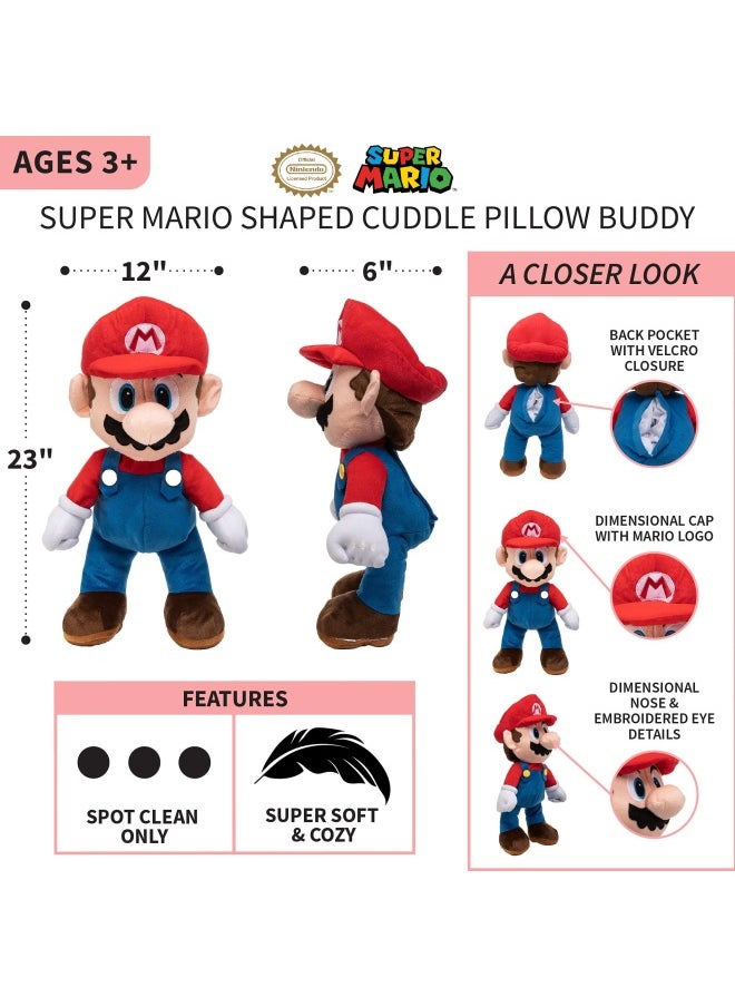 Franco - Super Mario Kids Bedding Super Soft Plush Cuddle Pillow Buddy  One Size  By Franco - Image 1