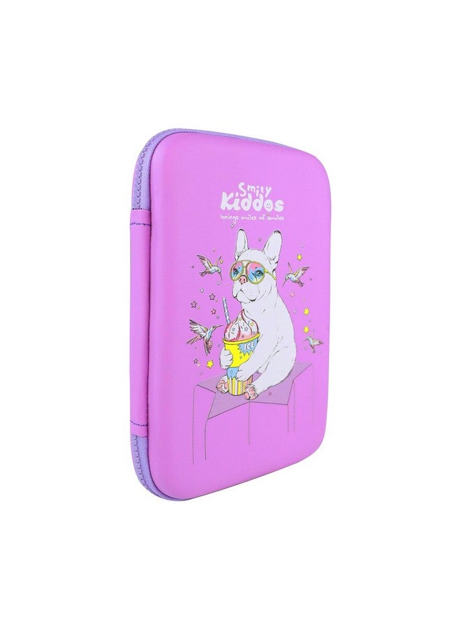 سمايلي كيدوز حافظة أقلام Smily Kiddos ذات حجرة واحدة أنيقة وجذابة وسعة كبيرة من مادة EVA الصلبة وحافظة أقلام منظمة للأطفال في المدارس والبنات والنساء وحقيبة حامل أقلام متعددة الأغراض | Bull Dog Purple - Image 3