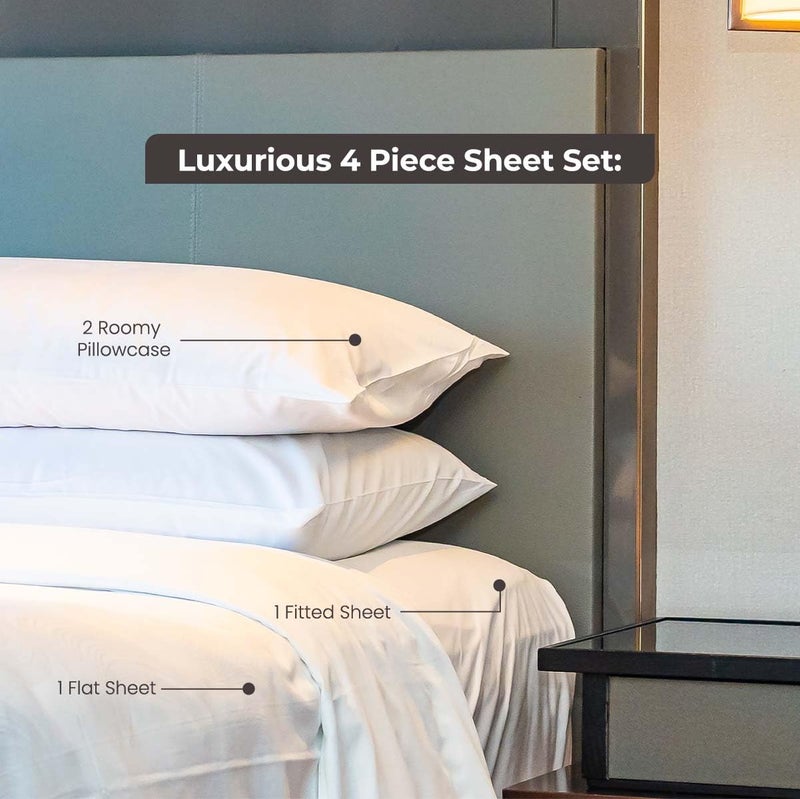 Minor Monkey Full Sheets 1000 Thread Count 4 Piece 100% Egyptian Cotton White Bed Sheets for Full Size Bed Extra Long Staple Cotton Luxury Hotel Quality Soft Comfy Bedding Set - 16"" Deep Pocket - Image 3