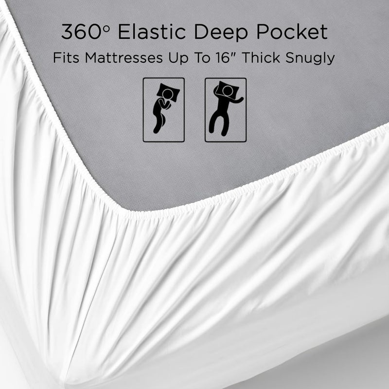 Minor Monkey Full Sheets 1000 Thread Count 4 Piece 100% Egyptian Cotton White Bed Sheets for Full Size Bed Extra Long Staple Cotton Luxury Hotel Quality Soft Comfy Bedding Set - 16"" Deep Pocket - Image 4