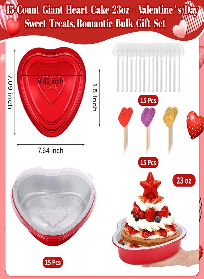 LifeisLuck 23 OZ Large Heart Shaped Cake Pans for Baking 15 Pack Aluminum Foil Baking Tins with Lids Red Desert Heart Cake Mold Disposable Ramekins Containers for Valentine's Day, Mother's Day, Wedding, Party - Image 3