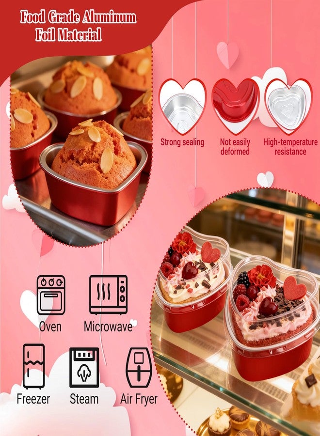 LifeisLuck 23 OZ Large Heart Shaped Cake Pans for Baking 15 Pack Aluminum Foil Baking Tins with Lids Red Desert Heart Cake Mold Disposable Ramekins Containers for Valentine's Day, Mother's Day, Wedding, Party - Image 4