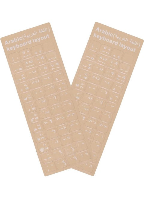 Pack of 2 Arabic Stickers for Keyboard with White Letters Transparent for Computer Laptop Desktop