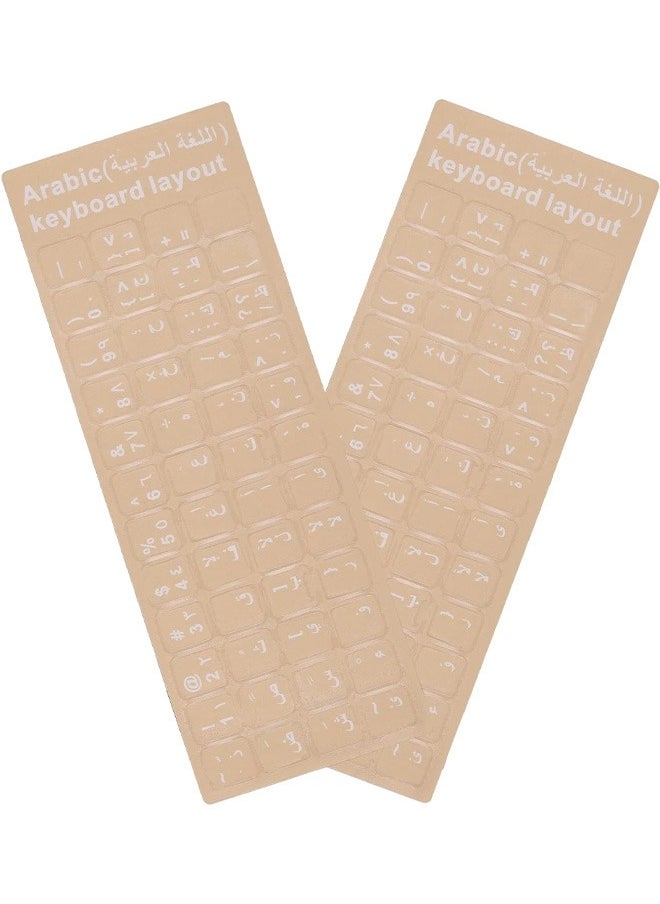 Taimi Pack of 2 Arabic Stickers for Keyboard with White Letters Transparent for Computer Laptop Desktop  - Image 1