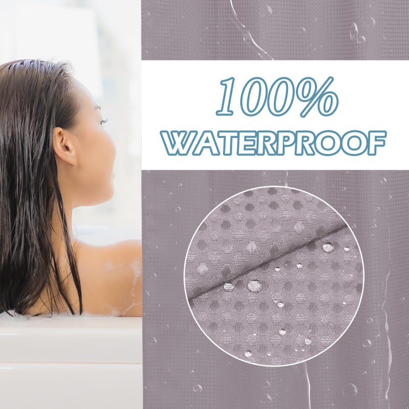 EUTXL LAVENDER NO HOOK DANER SARTAIN مع SNAP في بطانة 230GSM الستائر نسج Waffle Waffle للحمام 71W × 74H - Image 4