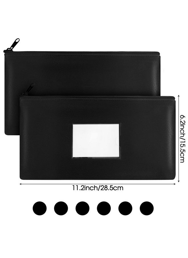 Reginary 30 Pieces Money Bank Bag With Zipper Money Pouch For Cash 11 X 6 Inch Security Bank Deposit Bag With Clear Window Leatherette Money Cash Coin Wallet Bag (Black)  - Image 2