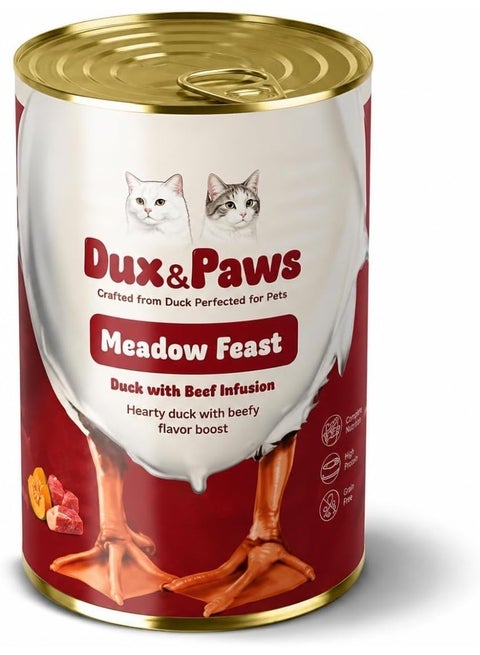 Dux&Paws Wet Cat Food Duck with Beef for Adult Cats, High Protein, Grain Free, 400g