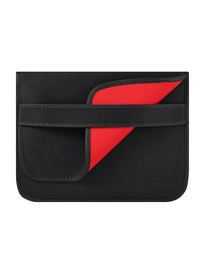 12 Inch Neoprene Laptop Lining Bag Horizontal Section Flap Clutch Bag(Black)