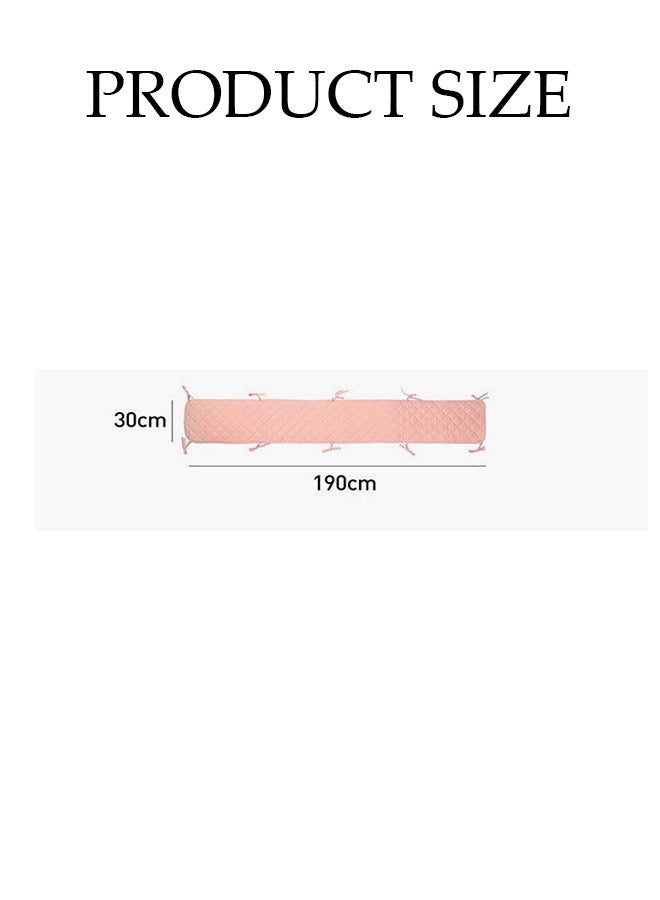 DUNISO Crib Bumper，Baby Bed Guardrail Soft Anti Collision One Piece, Children's Bed Guardrail Enclosure, Easy Installation Enhanced Safety Double Sided Lotus Root Powder (90*130cm)  - Image 2