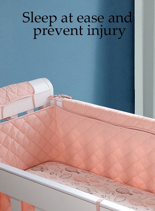 DUNISO Crib Bumper，Baby Bed Guardrail Soft Anti Collision One Piece, Children's Bed Guardrail Enclosure, Easy Installation Enhanced Safety Double Sided Lotus Root Powder (90*130cm)  - Image 5