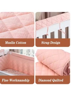 DUNISO Baby Bed Guardrail Soft Anti Collision One Piece, Children's Bed Guardrail Enclosure, Easy Installation Enhanced Safety Double Sided Lotus Root Powder (90*130cm)  - Image 3