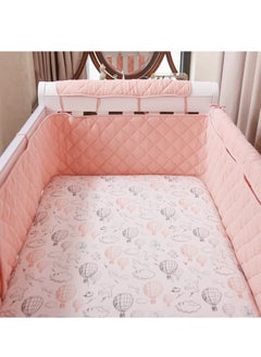 DUNISO Baby Bed Guardrail Soft Anti Collision One Piece, Children's Bed Guardrail Enclosure, Easy Installation Enhanced Safety Double Sided Lotus Root Powder (90*130cm)  - Image 1