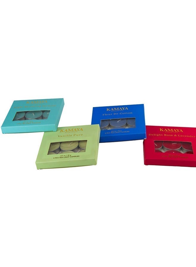 KAMAYA IRIS Collection Fresh cotton 10g Tea Lights (9 Pack) Long lasting fragrance - Image 3