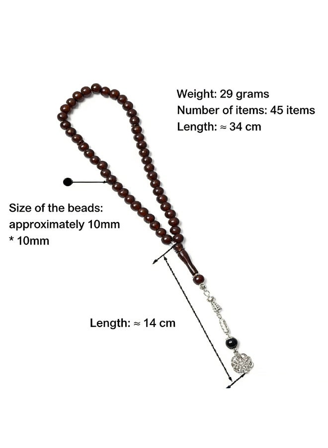 Soofam Vintage Style Resin Muslim Prayer Beads Islamic Jewelry for Daily Worship and Rituals, 45 pieces of 10MM acrylic beads, long hanging tassel prayer beads (Brown) - Image 3