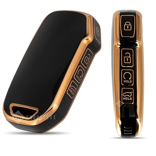 SHOPOFLUX TPU Key Cover Compatible with Kia Seltos 2024 2023 Facelift HTX | Carens Clavis X Line | Sonet Facelift 4 Button Smart Key (Black) - Image 1