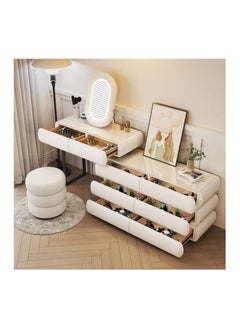 AWD Dressing Table, Makeup Desk, Elegant Solid Wood Bedroom Vanity Table with Smart Lighted Mirror, Side Chest of Drawers and Chair, for Bedroom Girls Women's Gift Essential Bedroom Furniture 120cm.  - Image 3