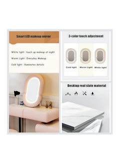 AWD Dressing Table, Makeup Desk, Elegant Solid Wood Bedroom Vanity Table with Smart Lighted Mirror, Side Chest of Drawers and Chair, for Bedroom Girls Women's Gift Essential Bedroom Furniture 120cm.  - Image 4