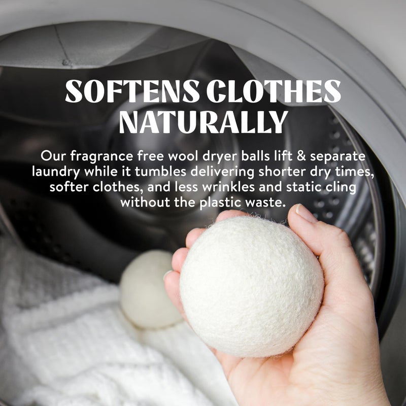 Cleancult Wool Dryer Balls (3 Count) - Made from 100% New Zealand Wool - Biodegradable Dryer Balls - Shorten Dry Times, Soften Clothes, and Stop Static Cling - Lasts up to 1000 Loads - Image 2