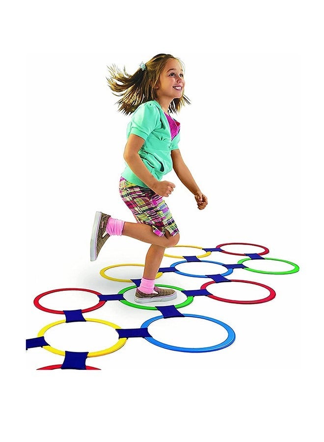 10 قطع من حلقات بلاستيكية متعددة الألوان مقاس 42 سم، ألعاب حلقات، لعبة حلقات القفز، و10 موصلات للاستخدام الداخلي أو الخارجي - مجموعة لعب إبداعية ممتعة للبنات والأولاد - Image 1