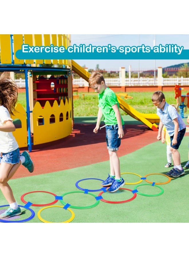 10 قطع من حلقات بلاستيكية متعددة الألوان مقاس 42 سم، ألعاب حلقات، لعبة حلقات القفز، و10 موصلات للاستخدام الداخلي أو الخارجي - مجموعة لعب إبداعية ممتعة للبنات والأولاد - Image 3