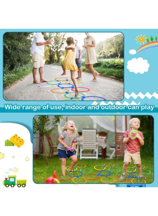10 قطع من حلقات بلاستيكية متعددة الألوان مقاس 42 سم، ألعاب حلقات، لعبة حلقات القفز، و10 موصلات للاستخدام الداخلي أو الخارجي - مجموعة لعب إبداعية ممتعة للبنات والأولاد - Image 4
