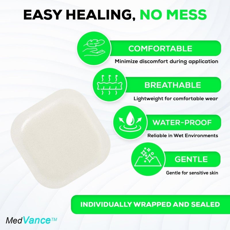 MedVance TM Hydrocolloid Bordered Hydrocolloid Adhesive Dressing with Foam Cushion 4X 4 Box of 5 dressings - Image 4