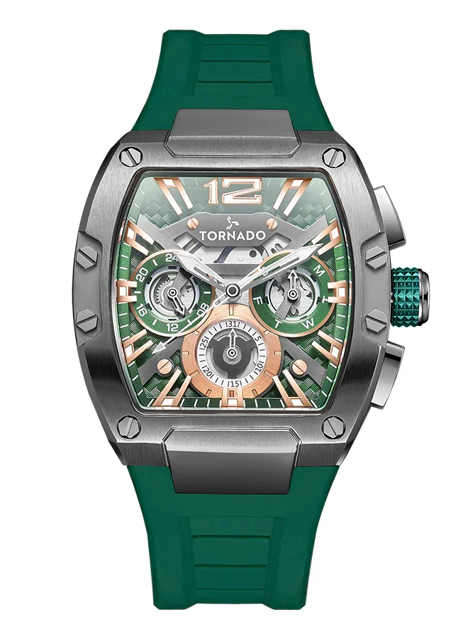 تورنيدو Men's Silicone Multi Function Watch T23105-XSHH - 43x54 mm