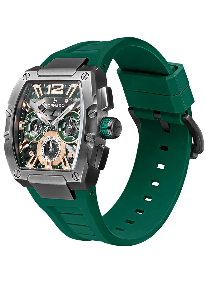 تورنيدو Men's Silicone Multi Function Watch T23105-XSHH - 43x54 mm