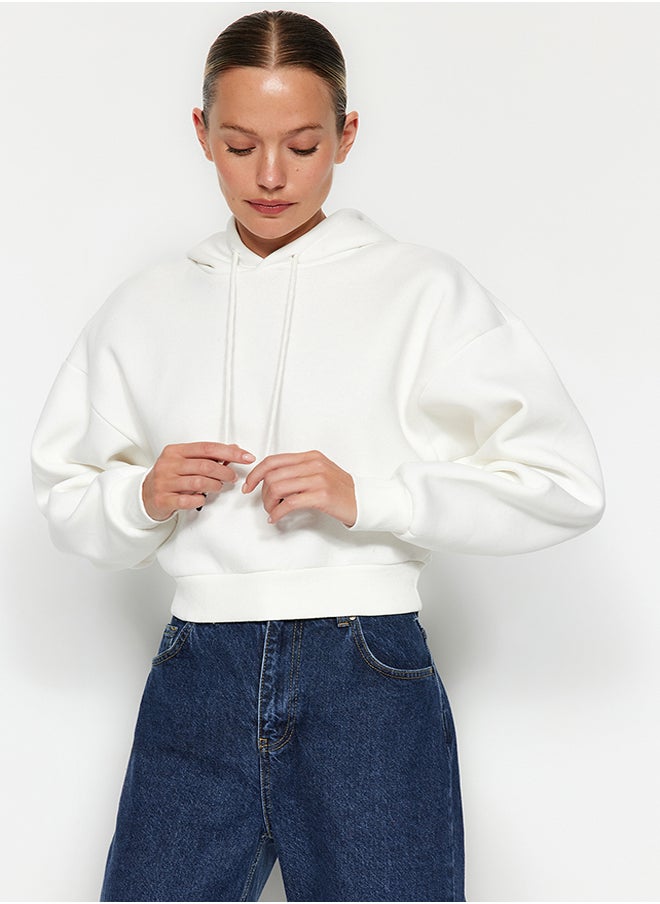 Ecru Thick Fleece Hooded Comfort Fit Crop Basic Knitted Sweatshirt TWOAW24SW00105 - pzsku/ZEF477E6B9EA1996FFA92Z/45/_/1730939842/dbe5a7ba-09c9-4d2f-a46a-3875901dd909