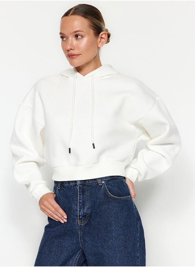 Ecru Thick Fleece Hooded Comfort Fit Crop Basic Knitted Sweatshirt TWOAW24SW00105 - pzsku/ZEF477E6B9EA1996FFA92Z/45/_/1730939844/8a2c8f55-d15c-461a-90e7-ed9129e105b2